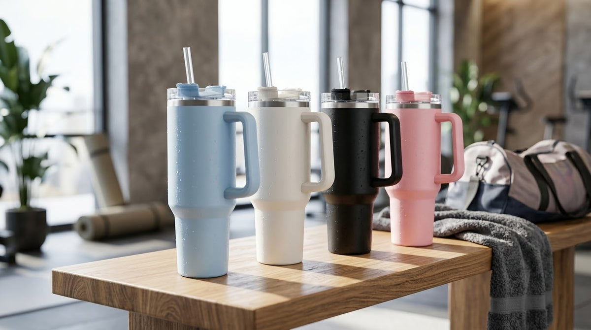 Insulated Travel Tumbler with Handle & Straw – Stylish Large-Capacity Cup