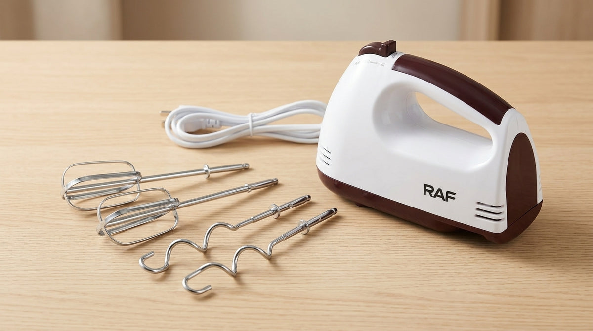 RAF R.6633 Electric Hand Mixer – 270W, 7-Speed with 2 Beaters & 2 Dough Hooks