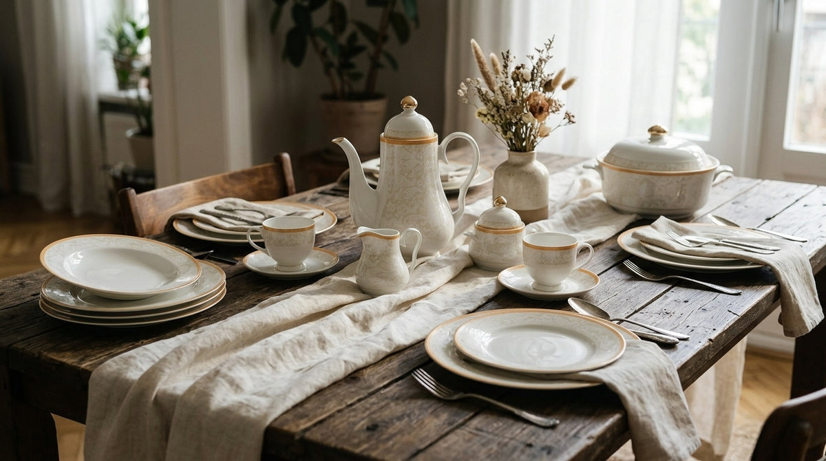 72 pcs Full Bone chaina Gold Dinnerware Set – Elegant Floral Tea Set