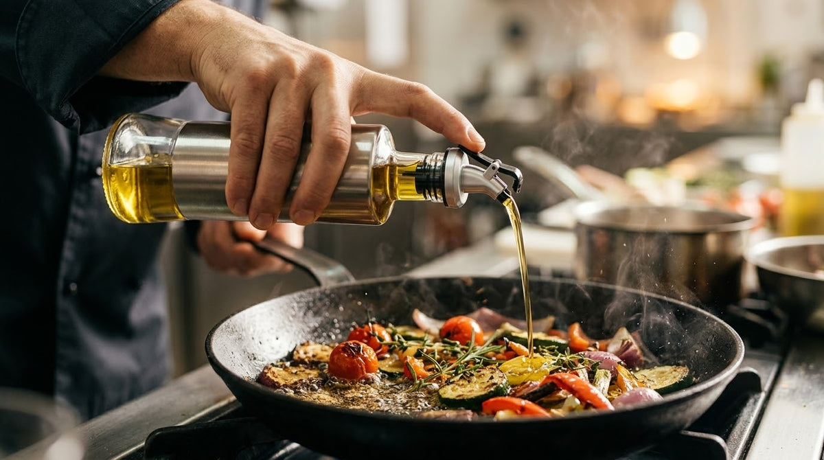 Stainless Steel Oil Dispenser Bottle with Leak-Resistant Pourer – Kitchen Oil & Vinegar Dispenser