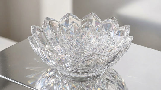 Elegant Crystal Lotus Serving Bowl Set – Transparent Glass Decorative Bowls
