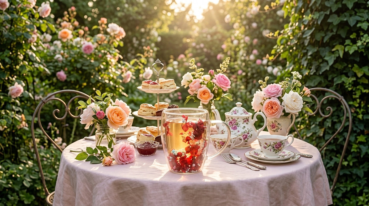 Transparent Glass Mug with Red Floral Design – Elegant Decorative Coffee & Tea Cup