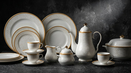 72 pcs Full Bone chaina Gold Dinnerware Set – Elegant Floral Tea Set