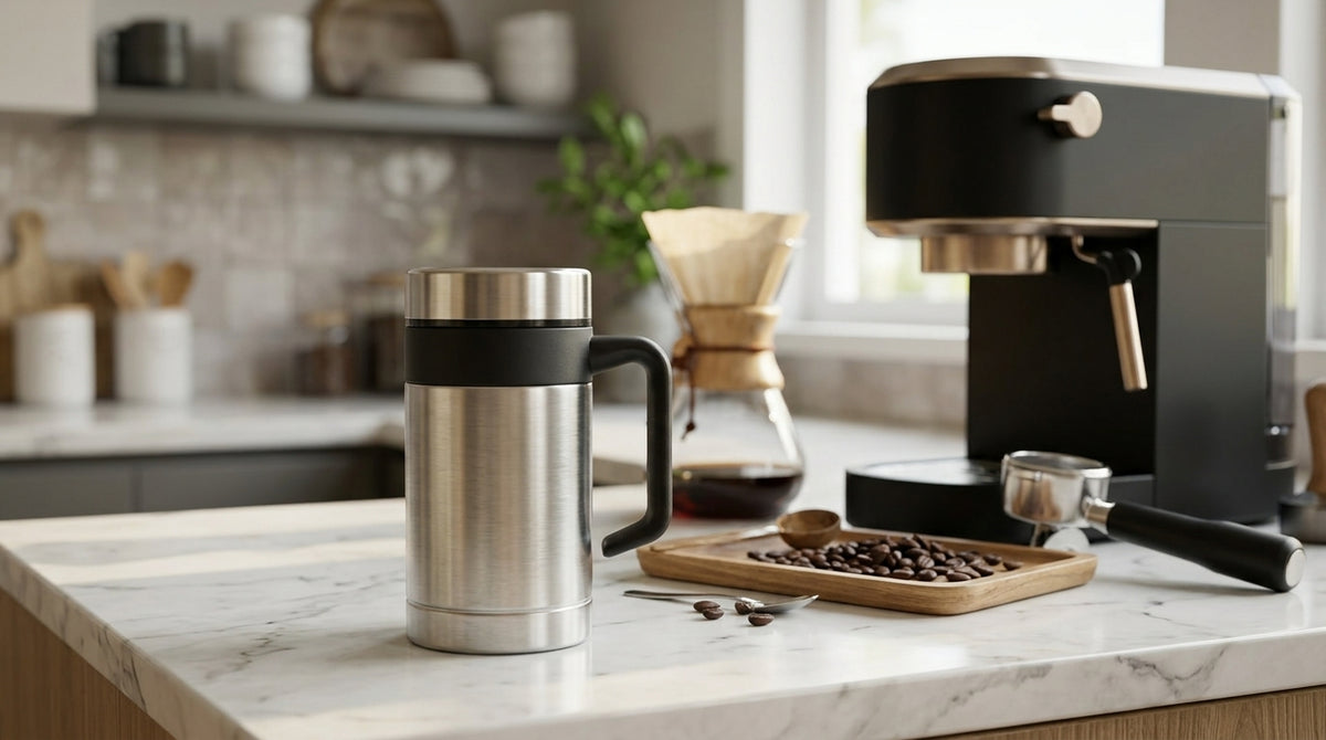 Stainless Steel Insulated Coffee Mug with Handle – Hot & Cold Travel Cup
