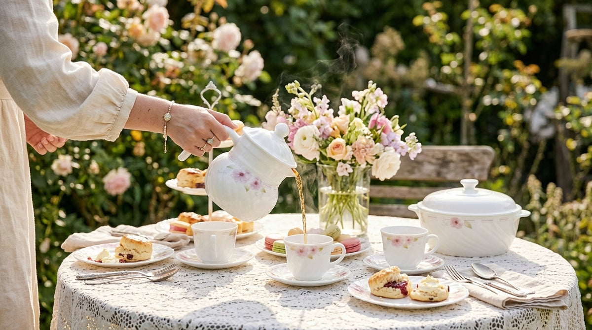 72 pcs Elegant Pink Floral Ceramic Dinner Set – Premium White Tableware Collection